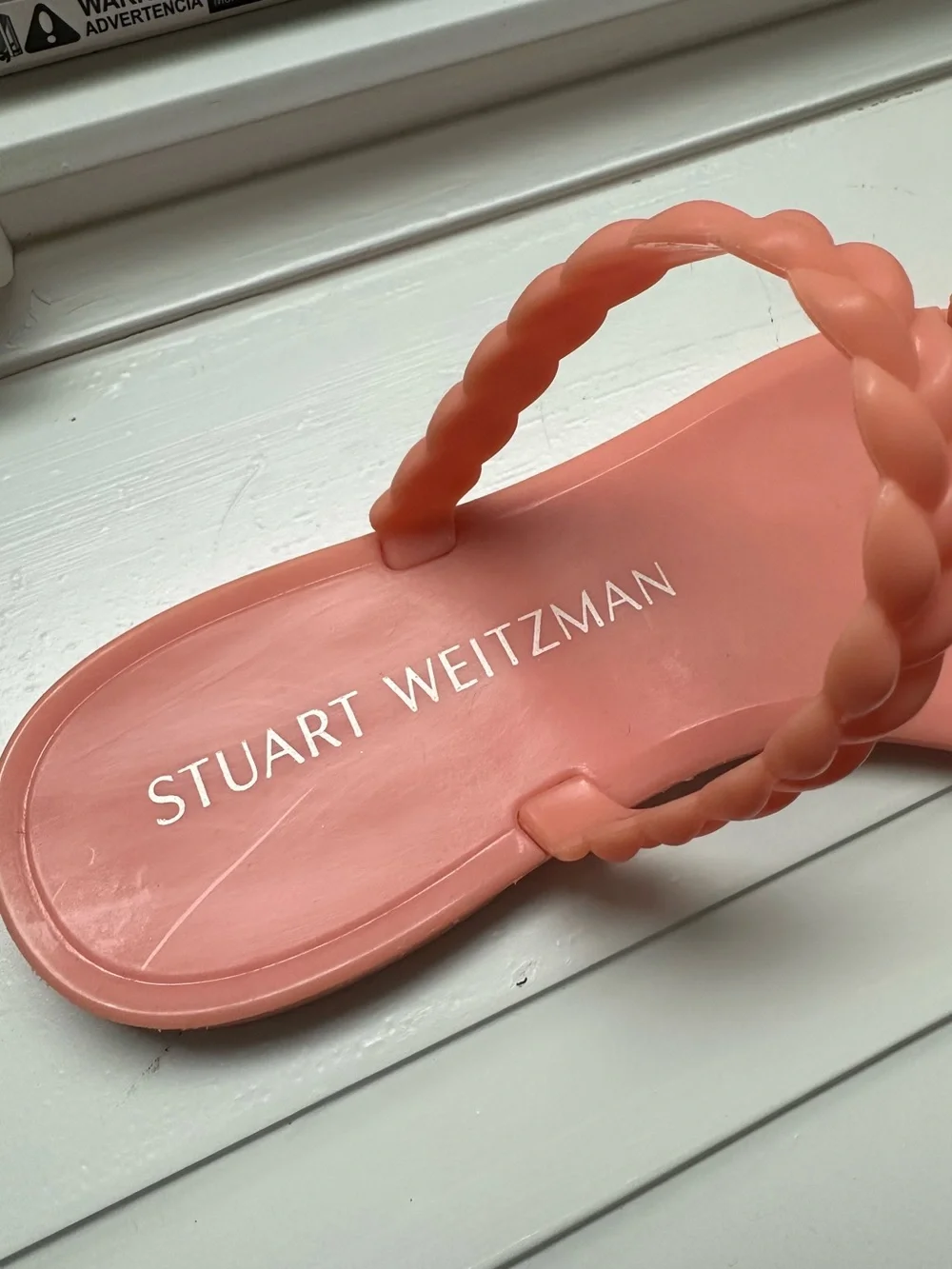Stuart Weitzman Braided Coral Pink Slide Sandal Sz 8